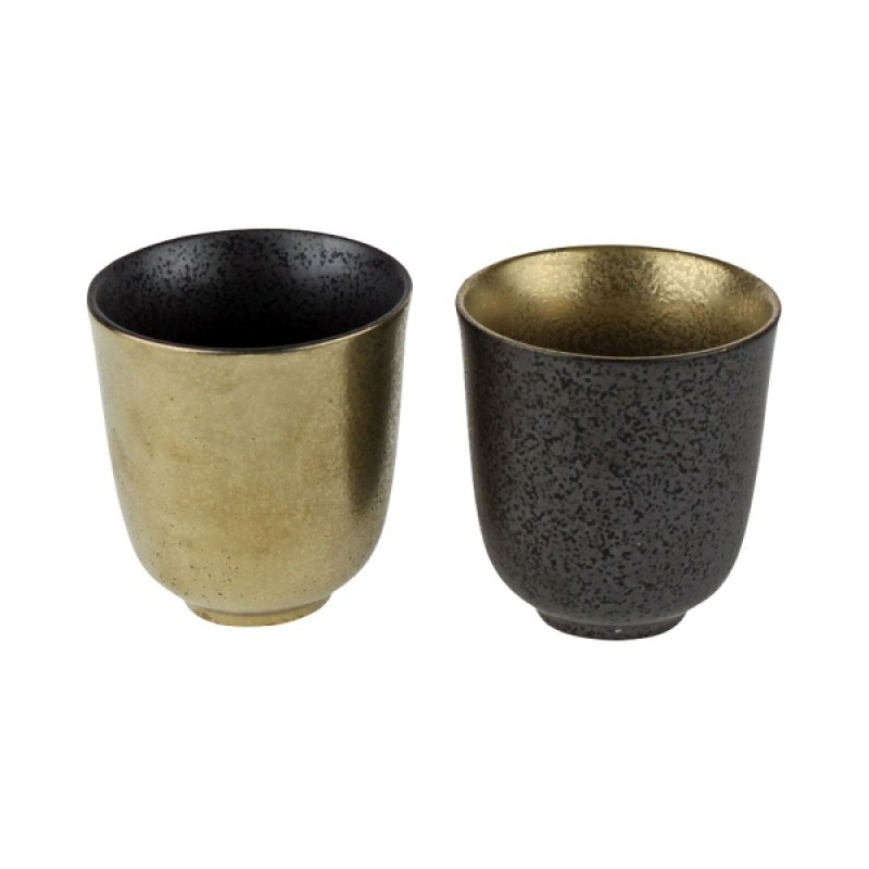 MUG INDIA 2 PIECES BLACK GOLD PORCELAIN